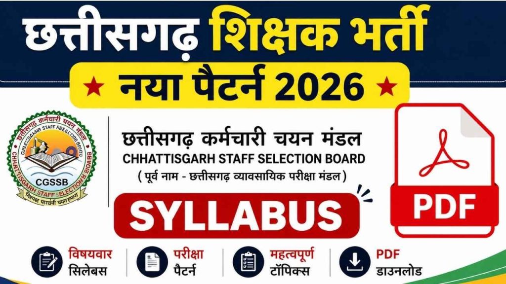 CG Teacher Recruitment Syllabus 2026 PDF | CG Teacher Exam Pattern and Subject-Wise Syllabus!